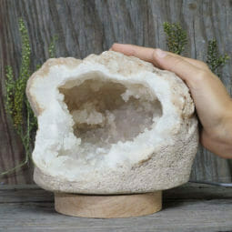 2.32kg Natural Calcite Geode Lamp with Large LED Light Base DN1651 9 2.32kg Natural Calcite Geode Lamp with Large LED Light Base DN1651 | Himalayan Salt Factory