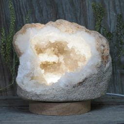2.32kg Natural Calcite Geode Lamp with Large LED Light Base DN1651 | Himalayan Salt Factory