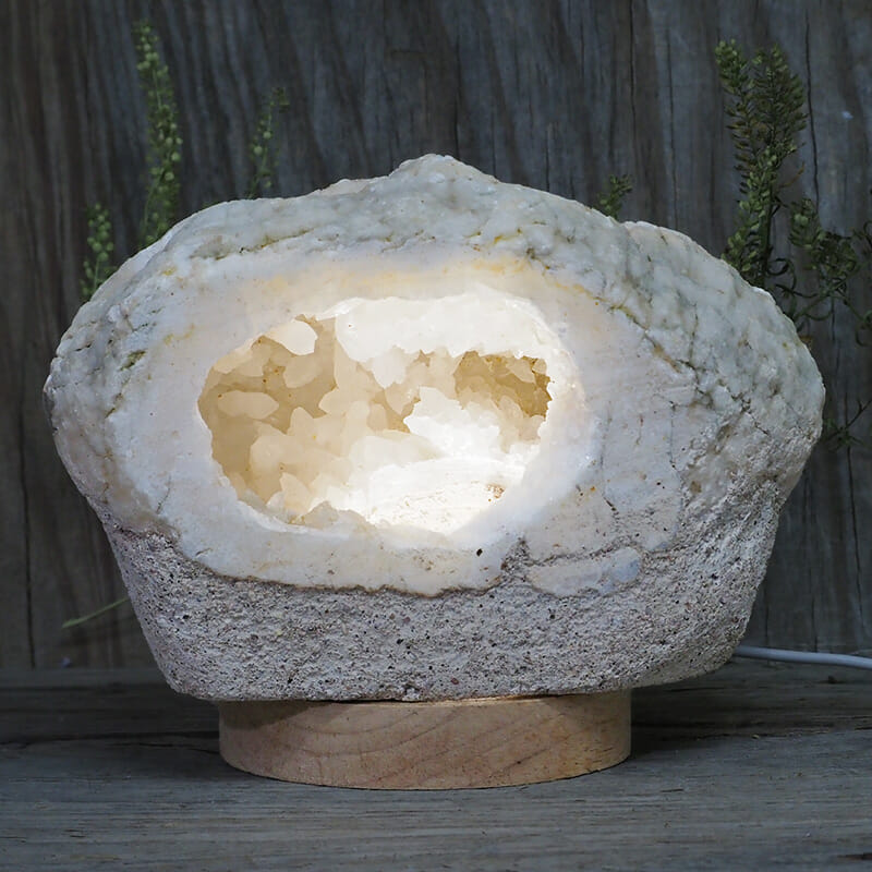 2.11kg Natural Calcite Geode Lamp with Large LED Light Base DN1653 3 2.11kg Natural Calcite Geode Lamp with Large LED Light Base DN1653 | Himalayan Salt Factory