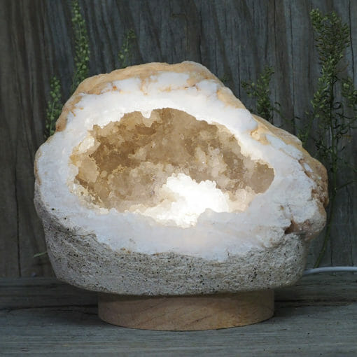 1.93kg Natural Calcite Geode Lamp with Large LED Light Base DN1654 | Himalayan Salt Factory
