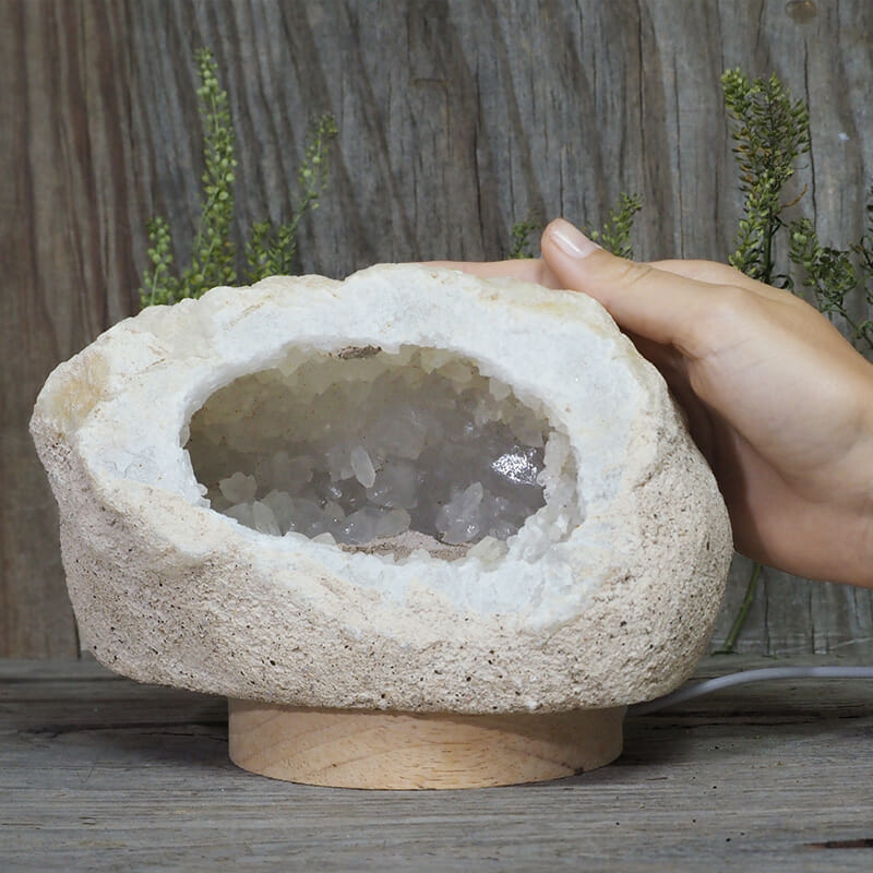 1.89kg Natural Calcite Geode Lamp with Large LED Light Base DN1655 5 1.89kg Natural Calcite Geode Lamp with Large LED Light Base DN1655 | Himalayan Salt Factory