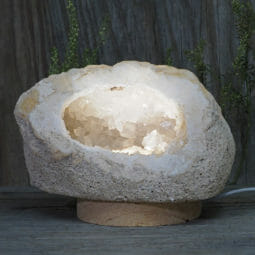 1.89kg Natural Calcite Geode Lamp with Large LED Light Base DN1655 | Himalayan Salt Factory