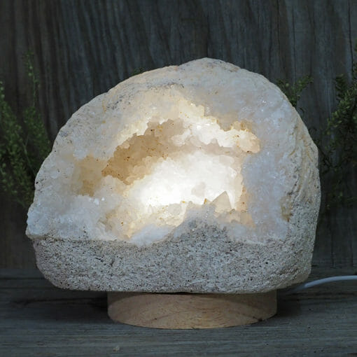 2.49kg Natural Calcite Geode Lamp with Large LED Light Base DN1658 | Himalayan Salt Factory