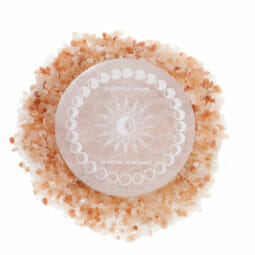 Selenite Round Engraved Plate Moon Phases | Himalayan Salt Factory