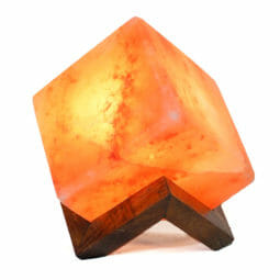 Cube Salt Lamp with Wooden Holder | Himalayan Salt Factory