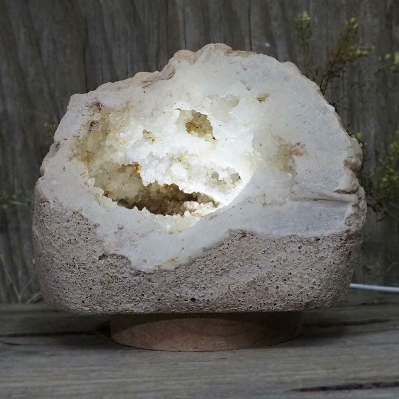 2.24kg Natural Calcite Geode Lamp with Large LED Light Base DB229 3 Natural Calcite Geode Lamp with Large LED Light Base DB229 | Himalayan Salt Factory