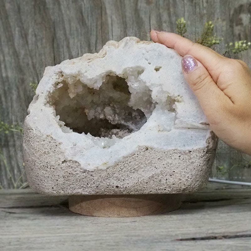 2.24kg Natural Calcite Geode Lamp with Large LED Light Base DB229 4 Natural Calcite Geode Lamp with Large LED Light Base DB229 | Himalayan Salt Factory
