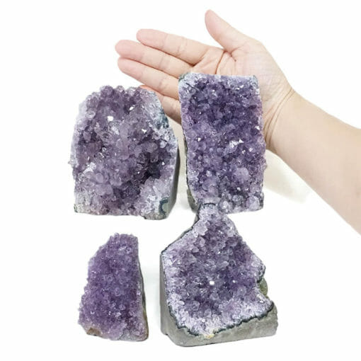 Amethyst Crystal Geode Specimen Set 4 Pieces L093 | Himalayan Salt Factory