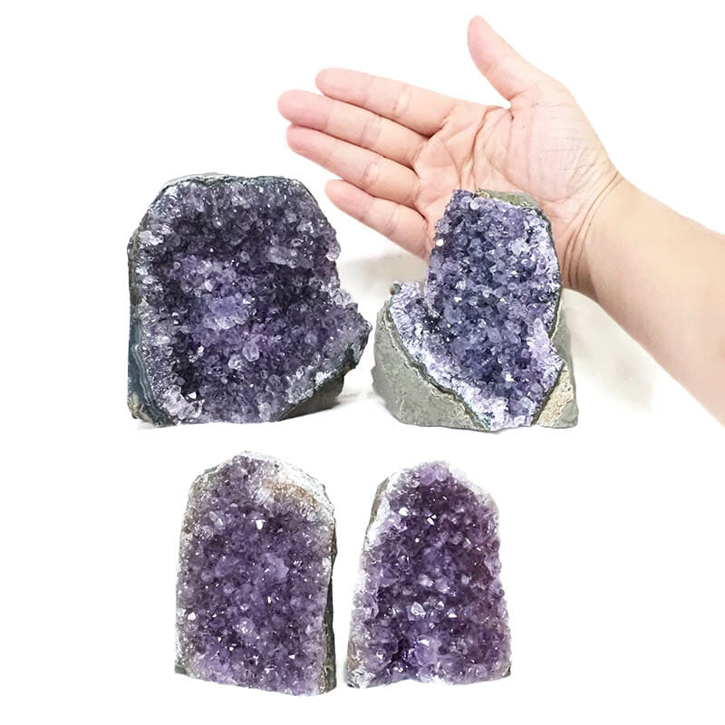 2.28kg Amethyst Polished Crystal Geode Specimen Set 4 Pieces L095 4 Amethyst Crystal Geode Specimen Set 4 Pieces L095 | Himalayan Salt Factory