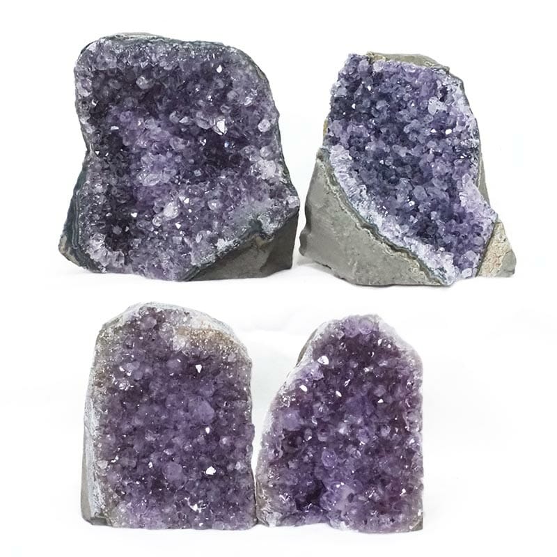 2.28kg Amethyst Polished Crystal Geode Specimen Set 4 Pieces L095 3 Amethyst Crystal Geode Specimen Set 4 Pieces L095 | Himalayan Salt Factory