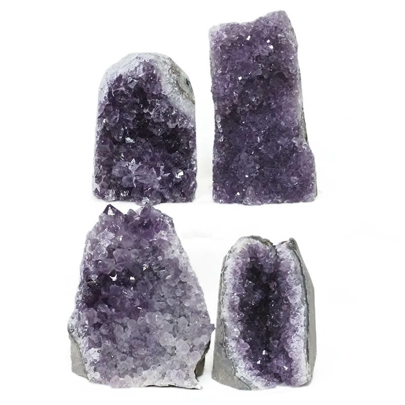 2.17kg Amethyst Polished Crystal Geode Specimen Set 4 Pieces L096 3 Amethyst Crystal Geode Specimen Set 4 Pieces L096 | Himalayan Salt Factory