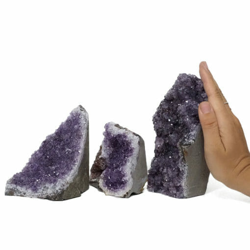 2.57kg Amethyst Crystal Geode Specimen Set 3 Pieces DR291 | Himalayan Salt Factory