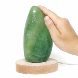 Green Fluorite Polished Self Stand with LED Large Base DS2011 | Himalayan Salt Factory