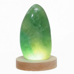 Green Fluorite Polished Self Stand with LED Large Base DS2012 | Himalayan Salt Factory