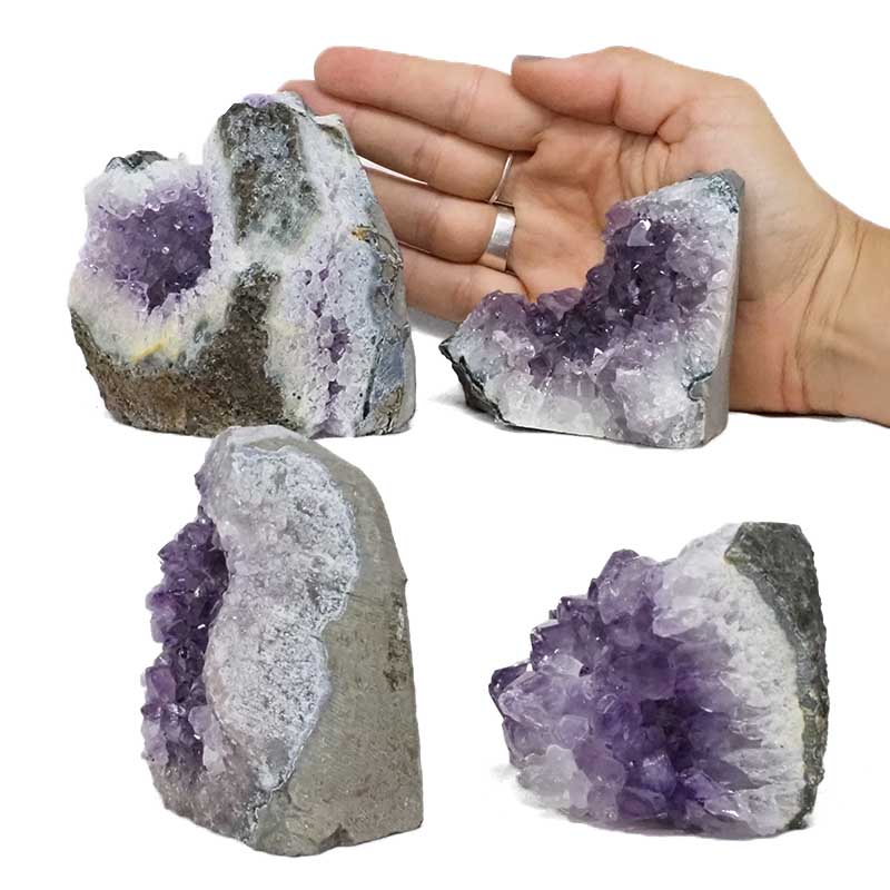 2.11kg Amethyst Crystal Geode Specimen Set 4 Pieces L112 4 2.11kg Amethyst Crystal Geode Specimen Set 4 Pieces L112 | Himalayan Salt Factory