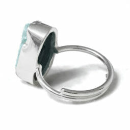 Natural Aquamarine Rough Ring - Adjustable Sliver Plated | Himalayan Salt Factory