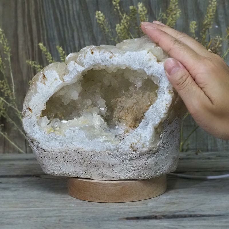1.91kg Natural Calcite Geode Lamp with Large LED Light Base DB277 5 1.91kg Natural Calcite Geode Lamp with Large LED Light Base DB277 | Himalayan Salt Factory