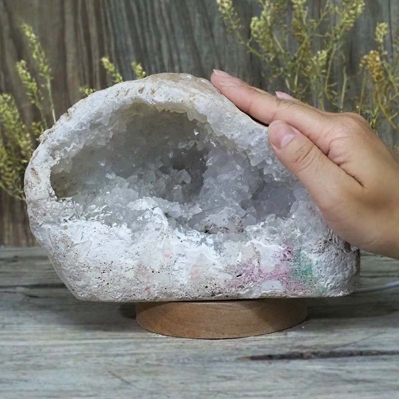 2.24kg Natural Calcite Geode Lamp with Large LED Light Base DB278 5 2.24kg Natural Calcite Geode Lamp with Large LED Light Base DB278 | Himalayan Salt Factory