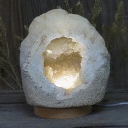 2.59kg Natural Calcite Geode Lamp with Large LED Light Base DB279 | Himalayan Salt Factory