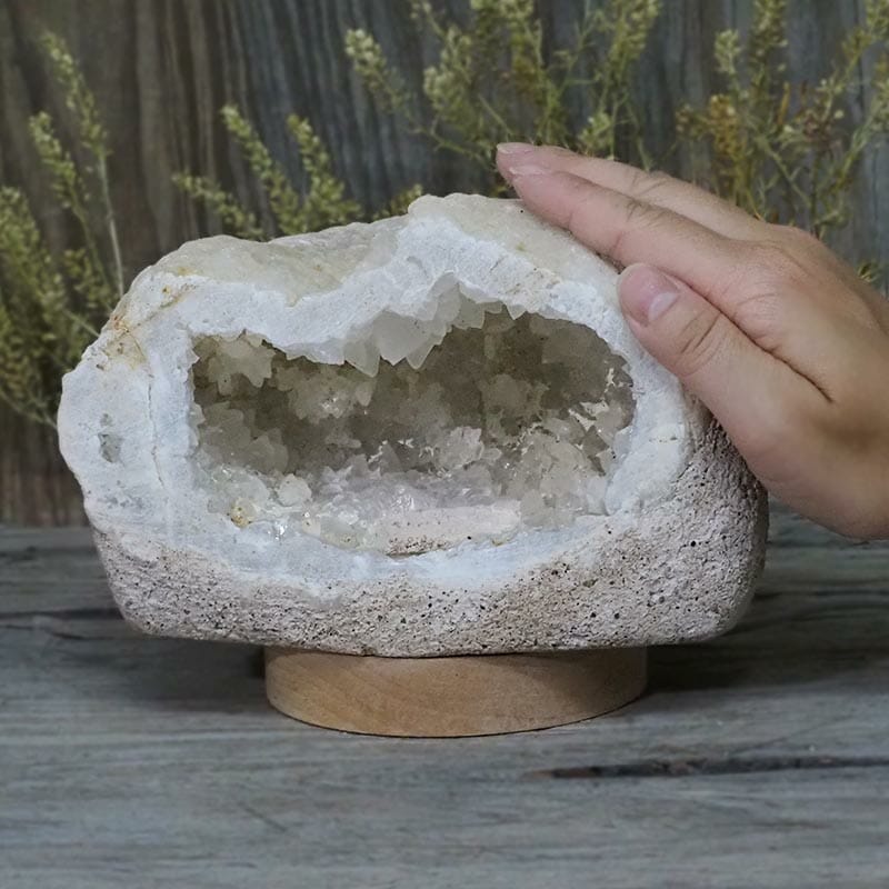 2.16kg Natural Calcite Geode Lamp with Large LED Light Base DB281 5 2.16kg Natural Calcite Geode Lamp with Large LED Light Base DB281 | Himalayan Salt Factory