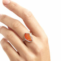 Natural Carnelian Rough Ring - Adjustable Sliver Plated | Himalayan Salt Factory