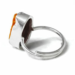 Natural Carnelian Rough Ring - Adjustable Sliver Plated | Himalayan Salt Factory