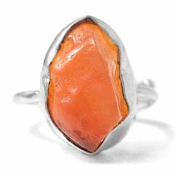 Natural Carnelian Rough Ring - Adjustable Sliver Plated | Himalayan Salt Factory