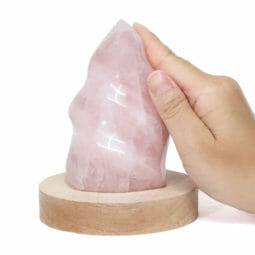 Rose Quartz Polished Flame Crystal with LED Large Light Base DS2017 | Himalayan Salt Factory