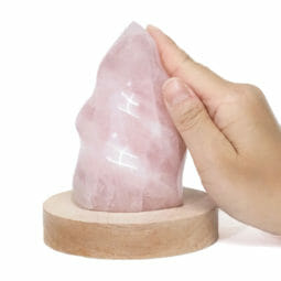 0.49kg Rose Quartz Polished Flame Crystal with LED Large Light Base DS2017 8 Rose Quartz Polished Flame Crystal with LED Large Light Base DS2017 | Himalayan Salt Factory