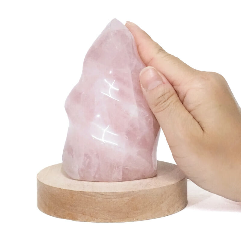 0.49kg Rose Quartz Polished Flame Crystal with LED Large Light Base DS2017 5 Rose Quartz Polished Flame Crystal with LED Large Light Base DS2017 | Himalayan Salt Factory