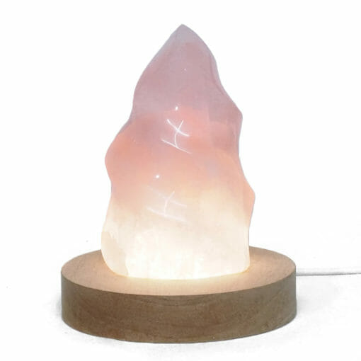 Rose Quartz Polished Flame Crystal with LED Large Light Base DS2017 | Himalayan Salt Factory