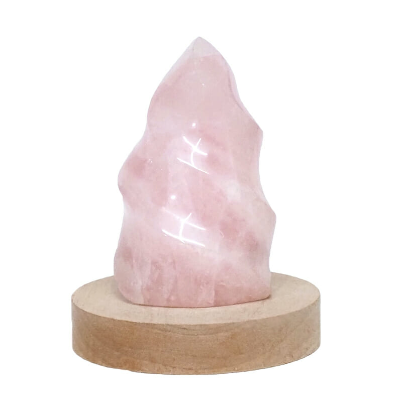 0.49kg Rose Quartz Polished Flame Crystal with LED Large Light Base DS2017 3 Rose Quartz Polished Flame Crystal with LED Large Light Base DS2017 | Himalayan Salt Factory
