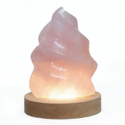 Rose Quartz Polished Flame Crystal with LED Large Light Base DS2015 | Himalayan Salt Factory