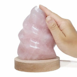 Rose Quartz Polished Flame Crystal with LED Large Light Base DS2015 | Himalayan Salt Factory