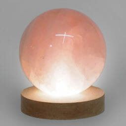 1.54kg Rose Quartz Sphere with LED Large Base DS2022 12 Rose Quartz Sphere with LED Large Base DS2022 | Himalayan Salt Factory