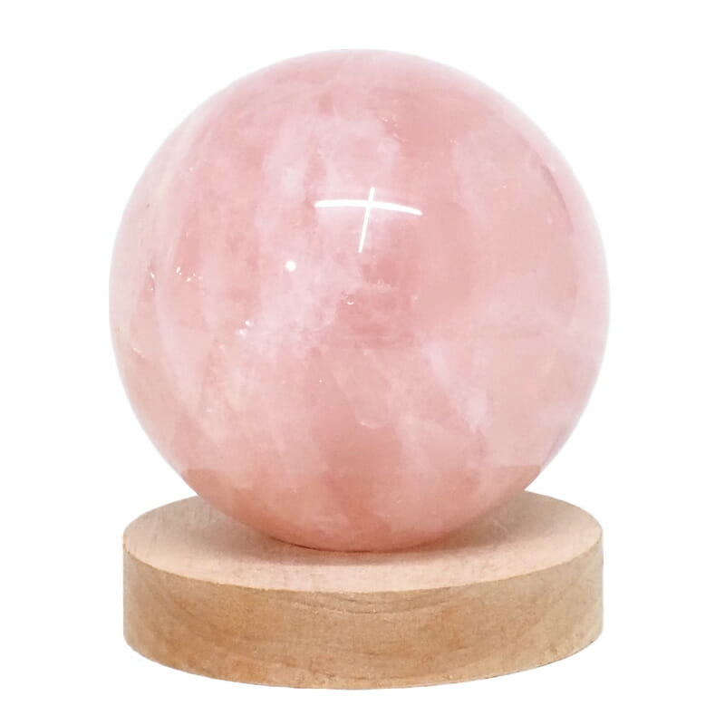 1.54kg Rose Quartz Sphere with LED Large Base DS2022 3 Rose Quartz Sphere with LED Large Base DS2022 | Himalayan Salt Factory