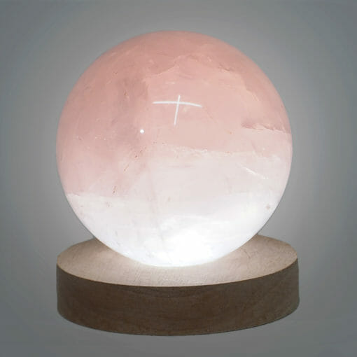 Rose Quartz Sphere with LED Large Base DS2023 | Himalayan Salt Factory