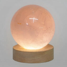 0.62kg Rose Quartz Sphere with LED Small Base DS2026 | Himalayan Salt Factory