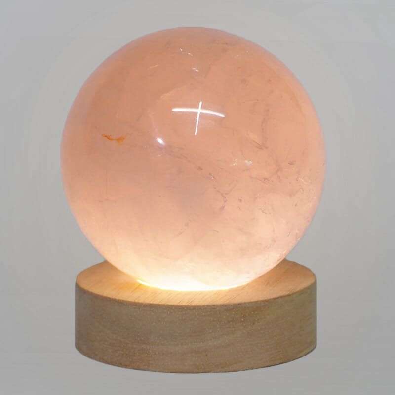 0.62kg Rose Quartz Sphere with LED Small Base DS2026 4 0.62kg Rose Quartz Sphere with LED Small Base DS2026 | Himalayan Salt Factory