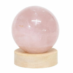 0.62kg Rose Quartz Sphere with LED Small Base DS2026 | Himalayan Salt Factory