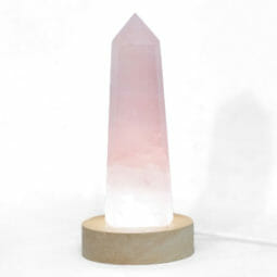 Rose Quartz Terminated Point with LED Small Base DS2041 | Himalayan Salt Factory