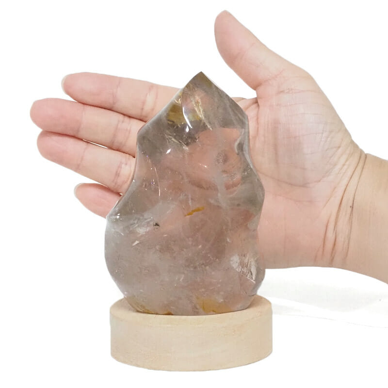 0.45kg Smoky Quartz Polished Flame Crystal with LED Small Light Base DS2019 5 Smoky Quartz Polished Flame Crystal on LED Large Base DS2019 | Himalayan Salt Factory