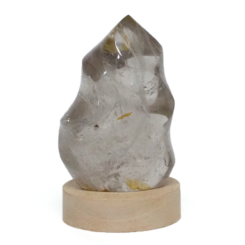0.45kg Smoky Quartz Polished Flame Crystal with LED Small Light Base DS2019 4 Smoky Quartz Polished Flame Crystal on LED Large Base DS2019 | Himalayan Salt Factory
