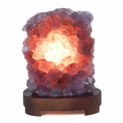 Natural Amethyst Crystal Lamp with Timber Base DS2088 | Himalayan Salt Factory