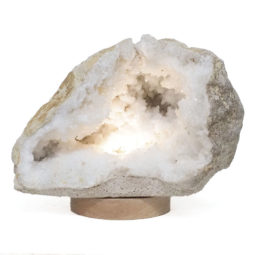 Natural Calcite Geode Lamp with Large LED Light Base DS2105 | Himalayan Salt Factory
