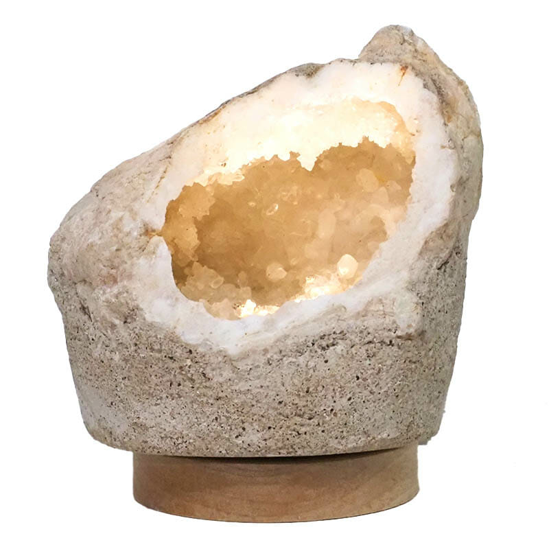 2.06kg Natural Calcite Geode Lamp with Large LED Light Base DS2110 3 Natural Calcite Geode Lamp with Large LED Light Base DS2110| Himalayan Salt Factory