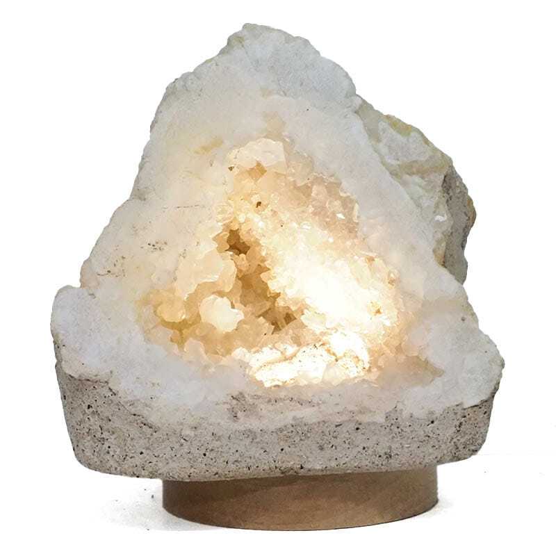 2.57kg Natural Calcite Geode Lamp with Large LED Light Base DS2111 3 Natural Calcite Geode Lamp with Large LED Light Base DS2111| Himalayan Salt Factory