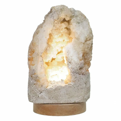 Natural Calcite Geode Lamp with Large LED Light Base DS2115| Himalayan Salt Factory
