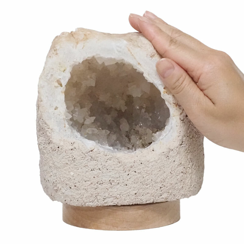 2.32kg Natural Calcite Geode Lamp with Large LED Light Base DS2123 5 Natural Calcite Geode Lamp with Large LED Light Base DS2123| Himalayan Salt Factory