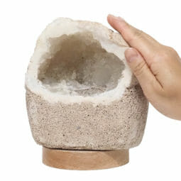 Natural Calcite Geode Lamp with Large LED Light Base DS2124| Himalayan Salt Factory